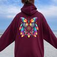 Dream Catcher Butterfly Native American Dreamcatcher Women Oversized Hoodie Back Print Maroon