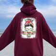 Early Head Start Life Messy Bun Back To School Teacher Women Women Oversized Hoodie Back Print Maroon