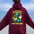 Edm Electronic Music Dj Rave Alien Women Women Oversized Hoodie Back Print Maroon