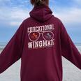 Educational Wingman Assisting Teacher Teaching Assistant Women Oversized Hoodie Back Print Maroon