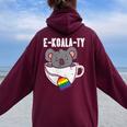 Ekoalaty Rainbow Tea Gay Pride Equality Lgbt Animal Women Oversized Hoodie Back Print Maroon