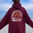 Epic Wife Since 2022 Rainbow Wedding Anniversary Vintage Women Oversized Hoodie Back Print Maroon