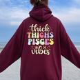 February March Birthday Astrology Groovy Pisces Zodiac Sign Women Oversized Hoodie Back Print Maroon