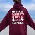 My First Fathers Day Baby Newborn Daughter Girl Women Oversized Hoodie Back Print Maroon