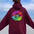 Free Mom Hugs Lgbt Pride Mom Daisy Rainbow Flower Mother Day Women Oversized Hoodie Back Print Maroon