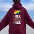 Free Mom Hugs Pride Proud Mom Lgbtq Parent Lgbt Women Oversized Hoodie Back Print Maroon