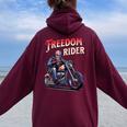 Freedom Rider Motorcycle American Flag Patriotic Usa Women Oversized Hoodie Back Print Maroon