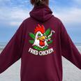 Fried Smoking Chicken 420 Marijuana Weed Leaf Pots 420 Women Oversized Hoodie Back Print Maroon
