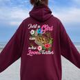 Fun Just A Girl Who Loves Turtles And Girls Cute Women Oversized Hoodie Back Print Maroon