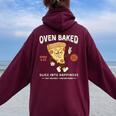 420 Retro Pizza Graphic Cute Chill Weed Women Oversized Hoodie Back Print Maroon