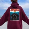 Black Lab Jowls Labrador Retriever Mom Top Dad Women Oversized Hoodie Back Print Maroon