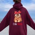 Cat Mom Cat Lovers Mother's Day Mom Mothers Women Oversized Hoodie Back Print Maroon