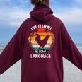 Chicken Retro Vintage I’M Fluent In Fowl Language Women Oversized Hoodie Back Print Maroon