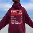 Christine Facts Christine Name Women Oversized Hoodie Back Print Maroon