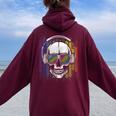 Edm Rainbow Skull Dj Rave Edm Party Women Oversized Hoodie Back Print Maroon