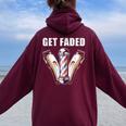 Get Faded Barber For Cool Hairstylist Women Oversized Hoodie Back Print Maroon