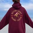 Getting Lucky Derby 150Th Cute Horse Women Oversized Hoodie Back Print Maroon