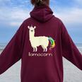 Llama & Unicorn T By Llamacorn Women Oversized Hoodie Back Print Maroon