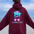 Mamacorn Unicorn Messy Bun Mom Mother's Day Girl Women Women Oversized Hoodie Back Print Maroon