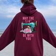 May The 14 Be With You Flower Sewing Machine Quilting Women Oversized Hoodie Back Print Maroon