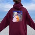 Meme Huh Cat Meme Huh Cat Kid Friend Women Oversized Hoodie Back Print Maroon