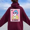 Mexican For Grandma La Fabuela Women Oversized Hoodie Back Print Maroon