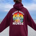 Night Shift Nurse Skeleton Night Shift Nurse Women Oversized Hoodie Back Print Maroon
