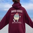 Retro Weed Cupcake Vintage 420 Baked Goods Women Oversized Hoodie Back Print Maroon