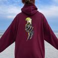 Skeleton Hand With Tequila Alcohol Party Women Oversized Hoodie Back Print Maroon