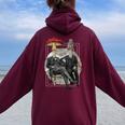 Vintage Mushroom Aesthetic Women Oversized Hoodie Back Print Maroon