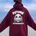 Future Veterinarian Panda Animal Care Graphic Women Oversized Hoodie Back Print Maroon