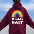 Gay Bear Bait Rainbow Lgbt Women Oversized Hoodie Back Print Maroon