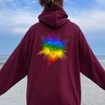 Gay Flag Pride Rainbow Top Exploding Love Lgbtq Flag Women Oversized Hoodie Back Print Maroon