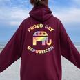 Gay Republican Lgbtq Rainbow Women Oversized Hoodie Back Print Maroon