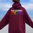 The Gay Weekly Agenda Lgbt Pride Rainbow Women Oversized Hoodie Back Print Maroon