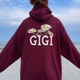 Gigi Floral Chamomile Mother's Day Gigi Women Oversized Hoodie Back Print Maroon