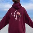 Gigi Flowers & Butterfly Fun For Grandma Grandmother Women Oversized Hoodie Back Print Maroon