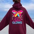 This Girl Glows Cute Girl Woman Tie Dye 80S Party Team Women Oversized Hoodie Back Print Maroon