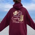 This Girl Loves Country Music Women Oversized Hoodie Back Print Maroon