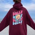 Girl Retro Personalized Dolly First Name Vintage Style Women Oversized Hoodie Back Print Maroon