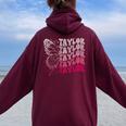 Girl Retro Taylor First Name Personalized Groovy 80S Women Oversized Hoodie Back Print Maroon