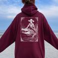 Girl Riding Alligator Weird Florida Crocodile Meme Women Oversized Hoodie Back Print Maroon