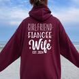 Girlfriend Fiancée Wife 2024 For Wedding And Honeymoon Women Oversized Hoodie Back Print Maroon