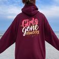 Girls Gone Muddy Mud Run Outfit For Mud Run Team Women Oversized Hoodie Back Print Maroon