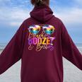 Girls Trip Matching Beaches Booze & Besties Women Oversized Hoodie Back Print Maroon