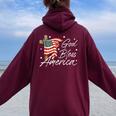 God Bless America Fourth Of July Christian Patriot Usa Flag Women Oversized Hoodie Back Print Maroon