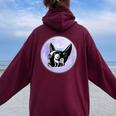 Gothic Cats Full Moon Aesthetic Vaporwave Women Oversized Hoodie Back Print Maroon