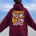 Grandma Of The Bee-Day Girl Birthday Party Matching Family Women Oversized Hoodie Back Print Maroon