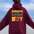 Grandma Of The Birthday Boy Lion Family Matching Women Oversized Hoodie Back Print Maroon