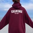 Grandma Est 2024 Promoted To Grandma 2024 For Grandmother Women Oversized Hoodie Back Print Maroon